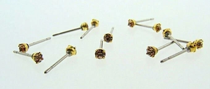 PENDIENTES DE LATÓN CON ESTRÁS DE VIDRIO TOPACIO COLORADO 12 LUCES V855 Foto 1 de 1