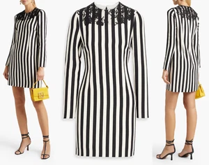 Valentino Garavani Minikleid Striped Crepe Silk Wool Mini-Dress Sheath Dress M - Picture 1 of 20