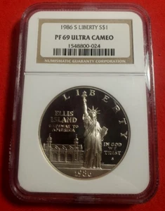 1986-S Statue Of Liberty Commemorative Silver Dollar NGC PF69 ULTRA CAMEO .90 - Picture 1 of 7