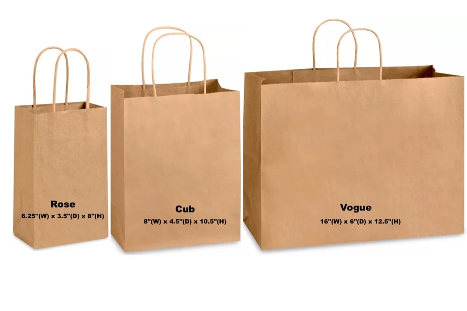 Kraft Paper Bag Party Shopping Gift Bags Retail Merchandise with Handles - Image 1 of 4