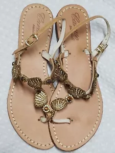 Sandalias Capri de Cuero Emanuela Caruso Cristales Swarovski Oro Ámbar Cáscaras 39 7 - Imagen 1 de 14