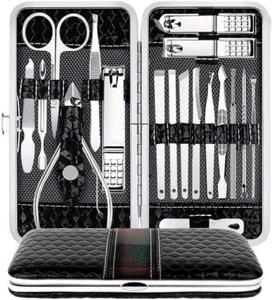 Manicure Pedicure Set 18 strumenti tagliaunghie forbici professionali in acciaio inox - Foto 1 di 7