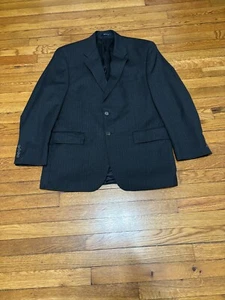 Chaps Ralph Lauren Mens Blazer Jacket Sz 42R Black Wool Pinstriped Sport Coat - Picture 1 of 7