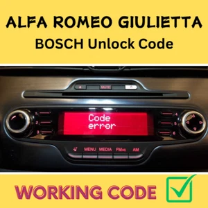 Unlock Your Radio Stereo Code For ALFA ROMEO GIULIETTA MITO BOSCH Radio Pin Code - Picture 1 of 2