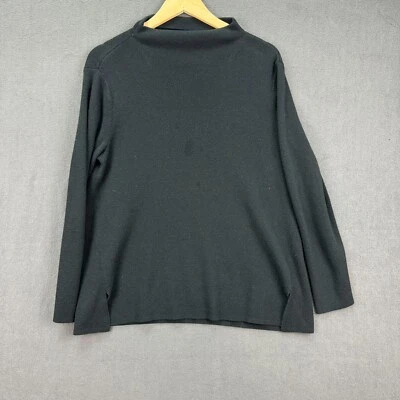 Suéter J. Jill Para Mujer Grande Negro Manga Larga Pullover Cuello Simulado Dobladillo Dividido Foto 1 de 4