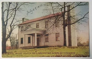 ROCK ISLAND ILLINOIS CASA STORICA COL GEO DAVENPORT CARTOLINA 1910 - Foto 1 di 1