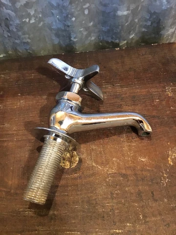 Vintage Sink Faucet Antique Wall or Pedestal Sink Hot or Cold 1950s 60s Central Cover