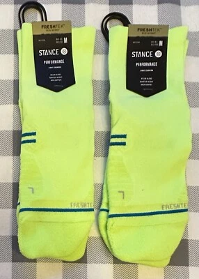 NUEVO CON ETIQUETAS - Lote de 2 - Calcetines Stance Run Light Quarter - Medianos 6-8,5 - Amarillo Voltios Foto 1 de 4