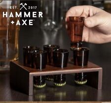 Ensemble de verre Top Shot, 6 bouteilles col lunettes avec support d'affichage en bois