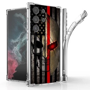 US FLAG SPARTAN SKULL TPU Phone Cover Case For Samsung Galaxy S23 S23+ S23 Ultra - Picture 1 of 2