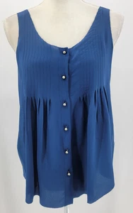 Broadway and Broome Top Womens XS Blue Silk Sleeveless Elegant Button Front - Picture 1 of 8
