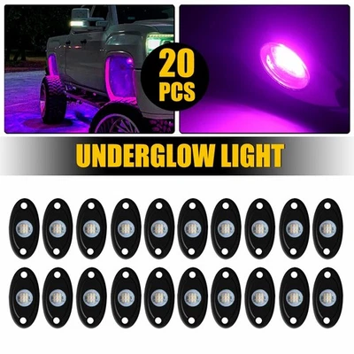 Lámpara LED de roca púrpura 20 cápsulas para debajo de la carrocería apta para Jeep todoterreno barco camión UTV ATV Foto 1 de 4