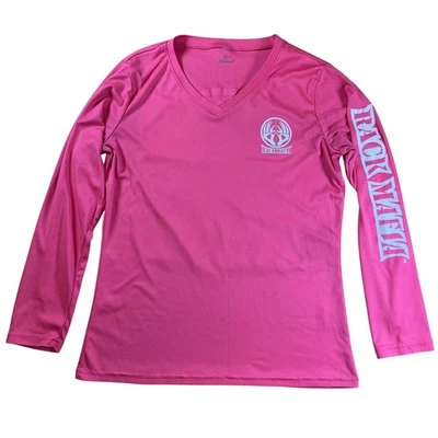 Rack Mafia Xtreme-Tek Long Sleeve Shirt Women's Medium Pink Top V Neck Hunting - Image 1 of 4