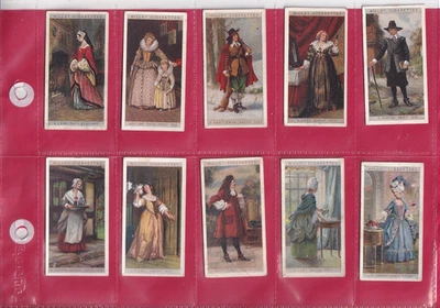 WILLS - ENGLISH PERIOD COSTUMES -  ISSUED 1929 - 10 CARDS - LOW NUMBERS - Image 1 of 2
