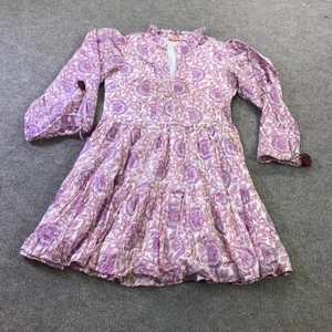 Oliphant Dress Womens Small Malta Pink Cinched Flirty Mini Long Sleeve Floral - Picture 1 of 11