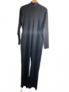  Vintage Andrea Jovine schwarz Wolle Catsuit Mockneck Overall Größe Large - Bild 1 von 13