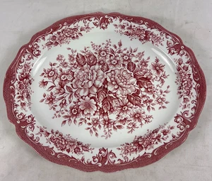 Royal Staffordshire Avondale Eisenstein rot Blumen ovale Platte - Bild 1 von 3