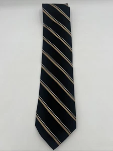 Tommy Hilfiger Silk Tie Black Gold and Silver Stripped FREE SHIPPING - Picture 1 of 6