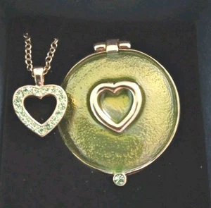 NIB Heart Shape Necklace Pendant Keepsake Jewelry Trinket Box August Peridot - Picture 1 of 10