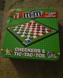 M&M’s Holiday Game Set Checkers & Tic Tac Toe In Tin Box - Picture 1 of 6