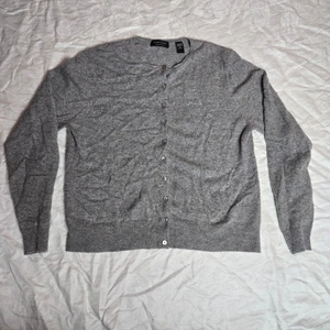 Cardigan maglione Valerie Stevens 2 strati grigio cashmere bottoni davanti donna XL - Foto 1 di 5