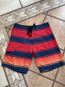 VINTAGE Rusty Men Swimwear 34 Blue & Red Board Shorts #Y2K size 31 - Picture 1 of 8