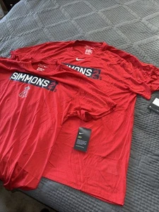 NWT 2 Men's XXL Nike Tee MLB Los Angeles Angels Andrelton Simmons Red T-Shirt - Picture 1 of 7