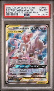 Mewtwo & Mew GX SM191 Tag Team Sun & Moon Promo PSA 10 Gem Mint - Picture 1 of 2