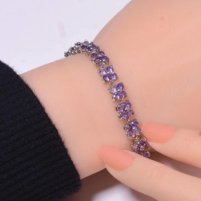 Pulsera Tenis Amatista Púrpura Plata de Ley 925 6.99" B, para ella, Navidad Foto 1 de 4
