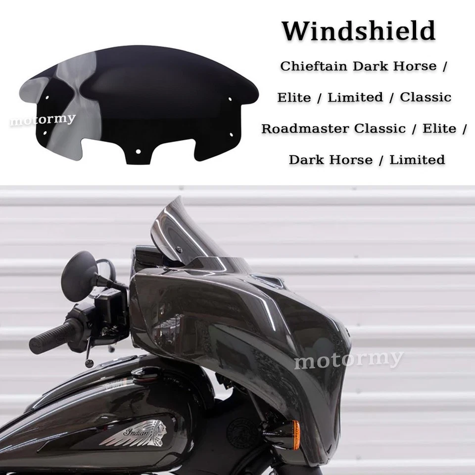 Flare 10" Black Windshield Tinted Fit For Indian Chieftain Dark Horse 2016-2025 - Image 1 of 4