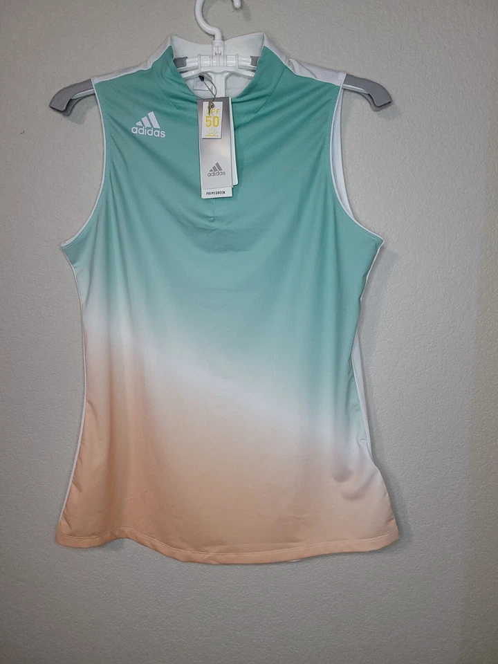 Adidas Women Medium Aeroready Primegreen Pindot Sleeveless Shirt GL6813 M107
