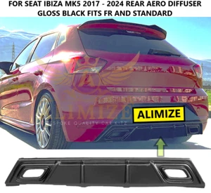 KIT DE CARROCERÍA DIFUSOR LABIAL AERODINÁMICO TRASERO NEGRO BRILLANTE PARA SEAT IBIZA FR SE MK5 2017 2024 - Imagen 1 de 7