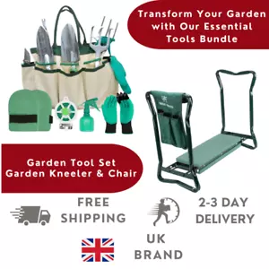 Green Haven Garden Tools Set & 2-in-1 Kneeler Seat Bundle - Heavy Duty Tools - Picture 1 of 11