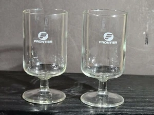 2 Frontier Airlines Wine Glasses - Picture 1 of 4