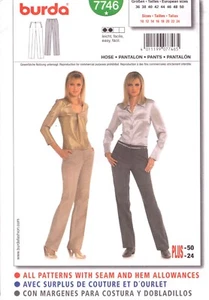 Burda 7746 ~ Misses Semi-Fitted Pants With Regular Waist and Hip Huggers 10-24 - Picture 1 of 9