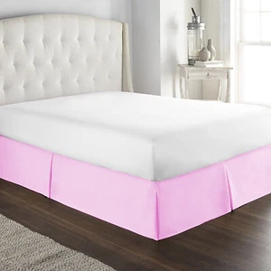 Branded 1 Piece Bed Skirt AU Select Drop Length Size & TC Pink Solid - Imagen 1 de 7
