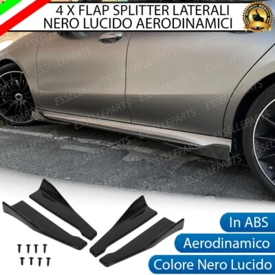 4 X FLAP SPLITTER SPOILER MINIGONNE LATERALI NERO LUCIDO PER RENAULT CLIO 3 - Immagine 1 di 4