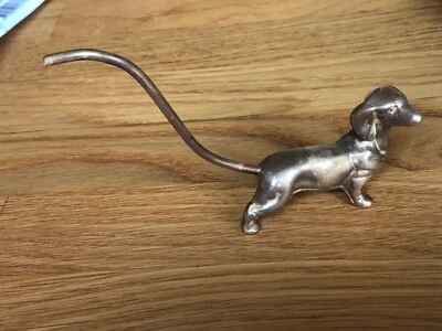 Skulptur Messing Dackel Ringhalter Vintage Ringhalter 60er Jahre Sammelfigur - Bild 1 von 3