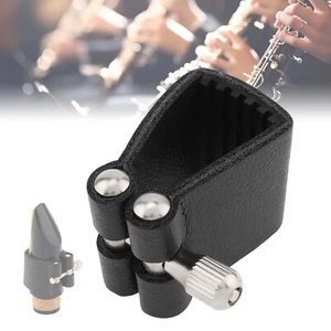 Soft PU Leather Clarinet Mouthpiece Ligature for B Flat Clarinet Black Fastener - Picture 1 of 8