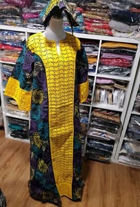 Luxury African Ankara Cotton Nigerian Kaftan Bubu Dress NEW 💯 percent Cotton - Picture 1 of 12
