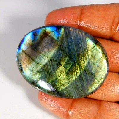 100% Natural Dorado LABRADORITA Cabujón Ovalado 56x41x07MM Gemas Sueltas 153.... - Imagen 1 de 3