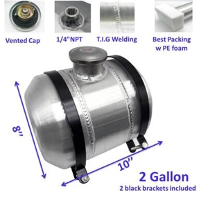 2 Gallons ▲Center Fill Aluminum Fuel Gas Tank w/ Accessories, 1/4 NPT, 8" x10" - Picture 1 of 7
