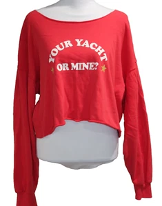 Wildfox Yacht Moshpit Cropped Pullover Sweater Orange Size M Your Yacht or Mine - Picture 1 of 5