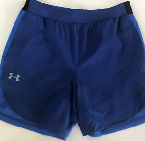 Under Armour Men's Fitness Heat Gear Running Shorts L Dual Blue Quick Cooling