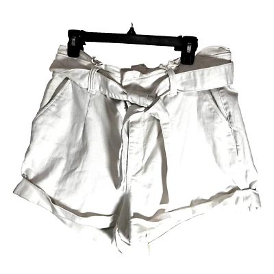 Express Shortie Extreme High Rise Paperbag Shorts Sz 14 Ivory Cream Belted - Image 1 of 4