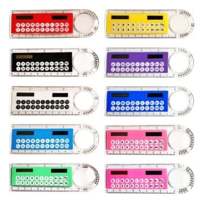 2 Pcs Small Solar Powered Calculator with Ruler, Calculator and Protractor - Image 1 of 4