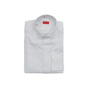 690$ ISAIA NAPOLI Solid White Hand-Sewn Shirt Oxford Cotton 15.5 - 39 - Picture 1 of 2
