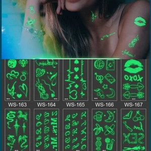 Luminous Temporary Tattoo Fake Body Art Sticker Waterproof Party Women Men Bulk - Picture 1 of 27