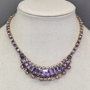 Vintage Kramer of NY Rhinestone Necklace Alexandria Collection Purple Collar 15" - Picture 1 of 20