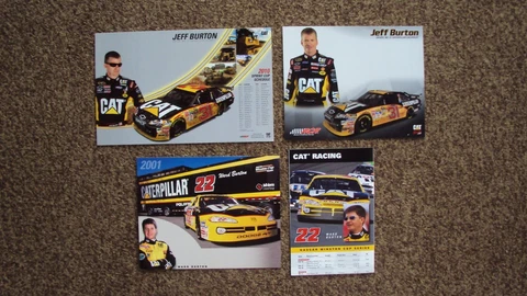 Lot of 4 different - Ward & Jeff Burton #22 #31 " CATERPILLAR " NASCAR POSTCARD Cover